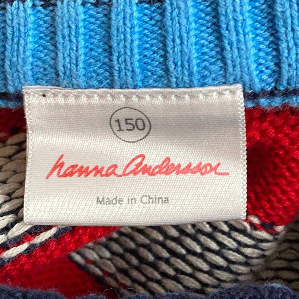 Hanna Andersson Stripe Elbow Patch Cotton Pullover Sweater Kids 150 / 12 US - Picture 11 of 13